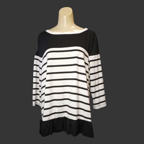 UMGEE Fun Striped Jersey Knit Swing Top  L  Preppy Festival Coquette Casual - Picture 2 of 6